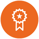 illustration of ribbon inside of orange circle