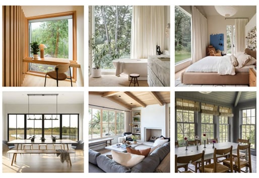 Variety of room styles in grid