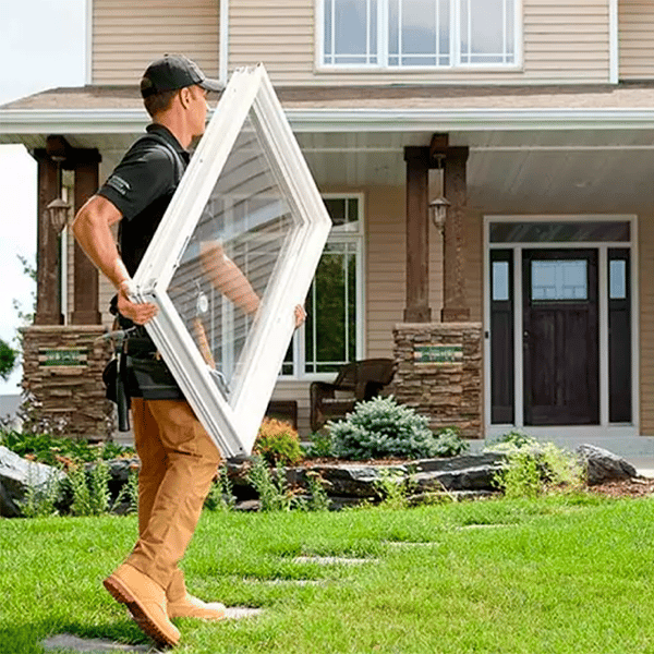 contractor carrying andersen window for replacement